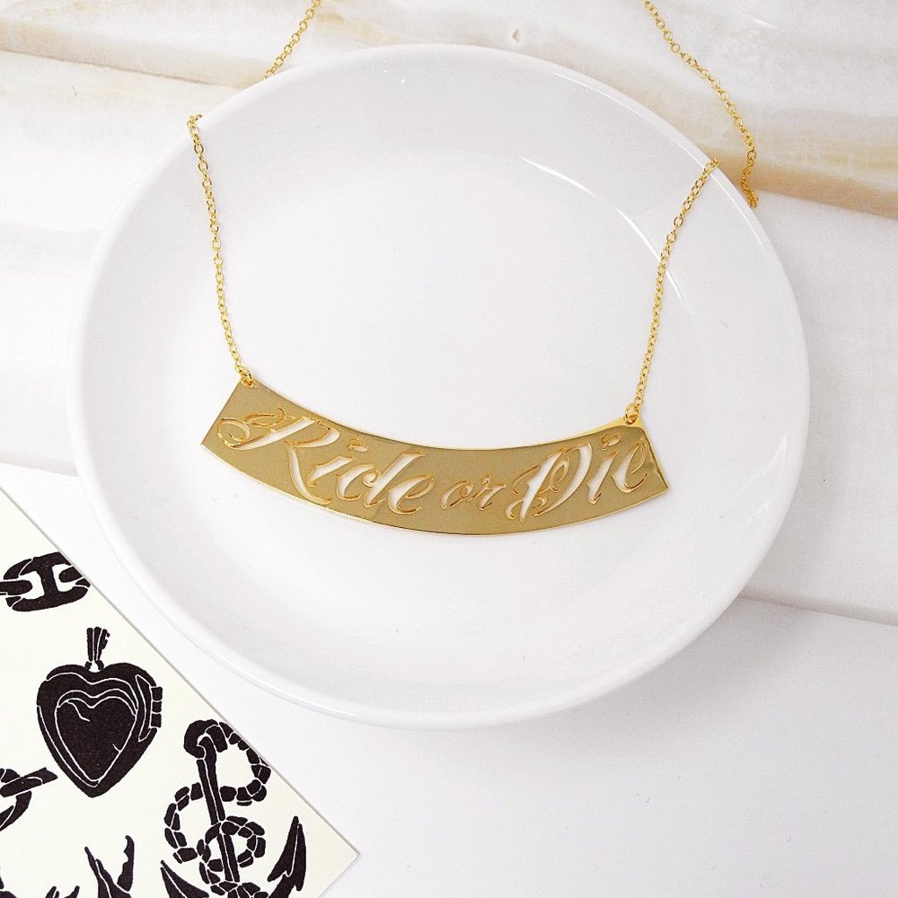Ride or Die Nameplate Necklace